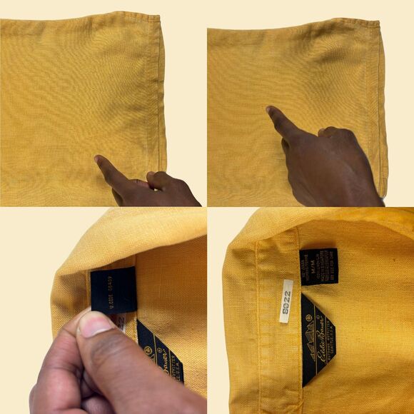 90s Eddie Bauer linen vest, size M vintage womens yellow button down top - Picture 6 of 9